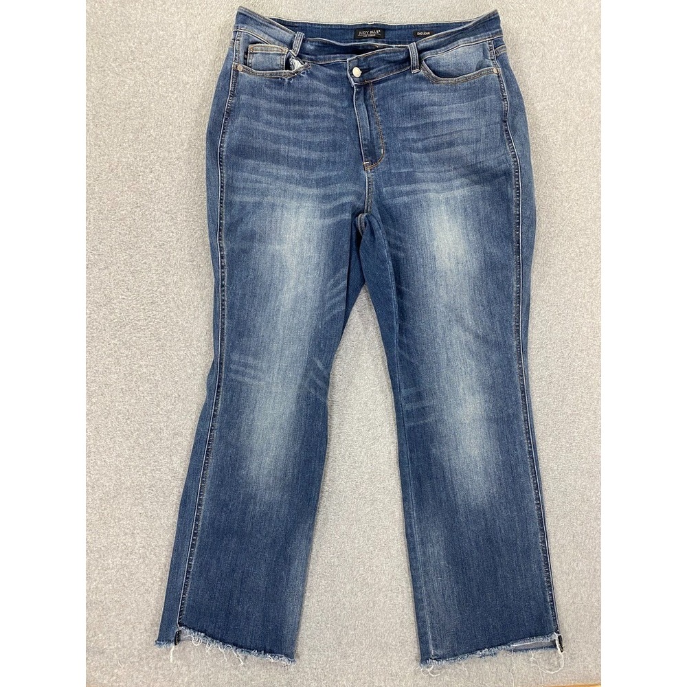 Judy Blue Dad Jeans Womens 18W (36x30.5) Distressed Raw Hem High Rise Relaxed